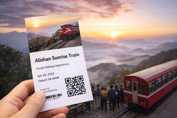 Alishan sunrise train ticket for the Alishan Forest Railway experience in Taiwan