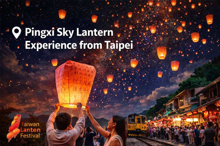 Taiwan sky lantern experience Pingxi Shifen night activity