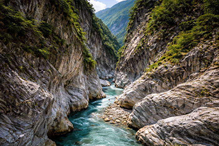 Taroko Gorge marble canyon cliffs in Taroko National Park Taiwan