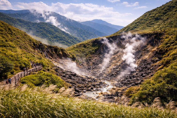 Volcanic landscape of Yangmingshan National Park near Taipei Taiwan